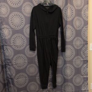 Almost Famous Black Long-Sleeve Hooded Jumpsuit Romper